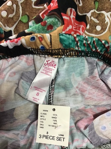 Justice Girls Pajama Set Size 8 NWT Christmas Holiday Gingerbread Baking Champ - Picture 9 of 10