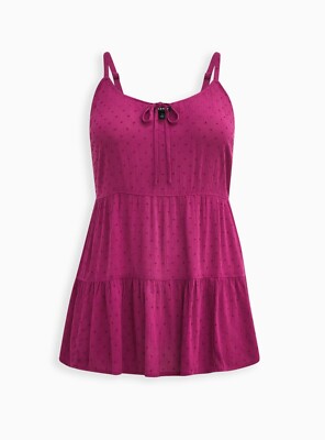 Torrid Tiered Cami Swiss Dot Crinkle Gauze Purple 00 M L 10 