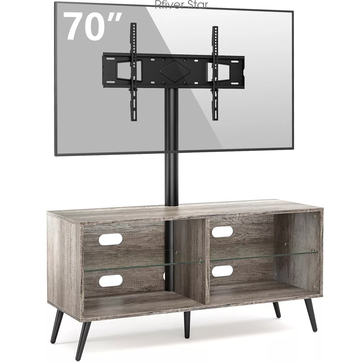 Swivel Wood TV Stand with Mount for 32 to 70 inch Flat Screen TVs