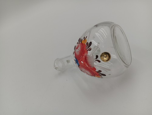 Clear Glass Small Kitchen Serving Cruet W/ Handle Painted Flowers VTG Rattenburg - Picture 6 of 6