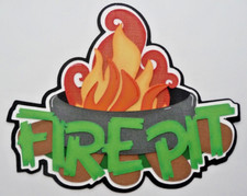 Premade Scrapbook Paper Piecing  Title  Fire Pit  Outdoors  Camping  Summer
