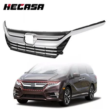 For Honda Odyssey 2018-2021 Front Upper Grille+Chrome Headlight Eyelid Molding