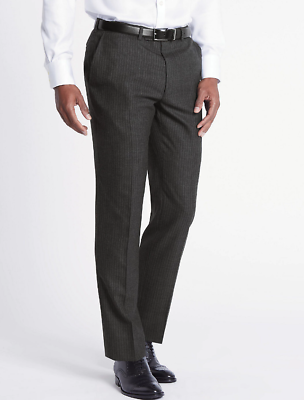 M&S SAVILE ROW INSPIRED Tailored Fit Wool Blend Trousers   PRP £159