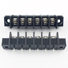 1Pcs Black 7.62mm Pitch 6 Pin Barrier Terminal Block Connector With Screw Hole