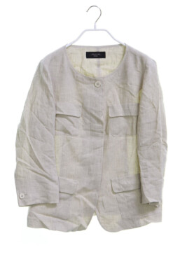 Max Mara WEEKEND Blazer Checked Linen I 48 = D 44 beige white