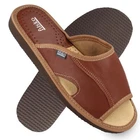 Slippers men's leather open brown up to size 47 premium sole filsko lead