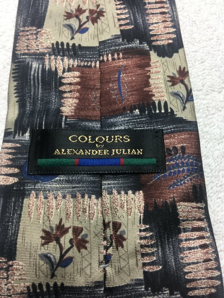 ALEXANDER JULIAN MENS TIE GRAY BROWN BLUE BLACK 4 X 56 - Image 4 of 4