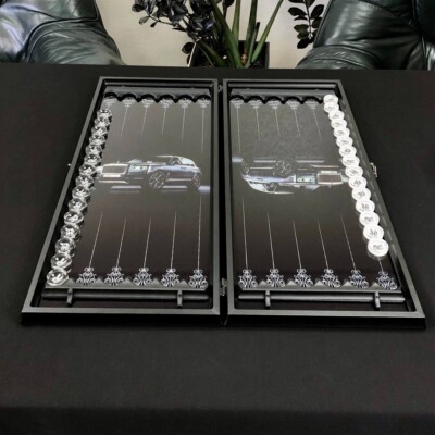 Jeu De Backgammon Luxe En Verre BMW & Mercedes – Plateau Personnalisé Cadeau Homme