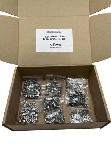 Kit de tuercas, pernos y arandelas de cabeza hexagonal de acero inoxidable surtido M4 4 mm 220 piezas - Imagen 2 de 7