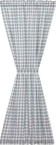 Farmhouse Curtains Sawyer Mill Denim Blue White Plaid Door Panel Button Tie Back - 第 1/4 張圖片