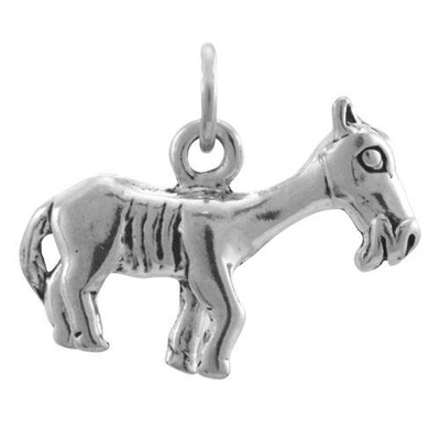 Sterling Silber Esel Charm 3D Massiv Charms Pantoletten