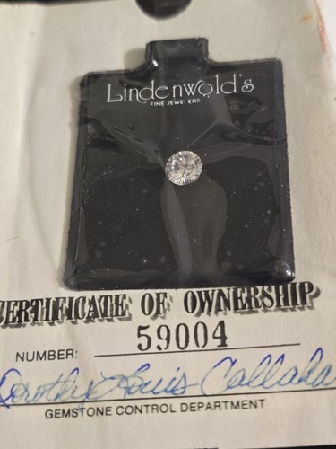 Lindenwold’s Fine Jewelers CZ Stone – 1ct Round Brilliant – Sealed w/Certificate