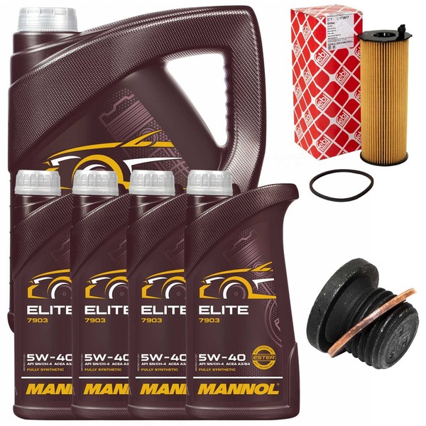 MotoröL Filter Set Mannol Elite 5W40 API 9 Liter + Schraube FüR Audi A6 A8 2.7-image