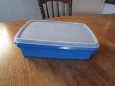 Vintage Tupperware Tuppercraft Sto N' Go Craft Storage Box 767 Medium Blue W Lid