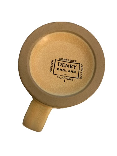 Denby England Yellow Pottery Tea / Coffee Cup Speckled Brown Rim 3.75" Tall VTG - Picture 2 of 12