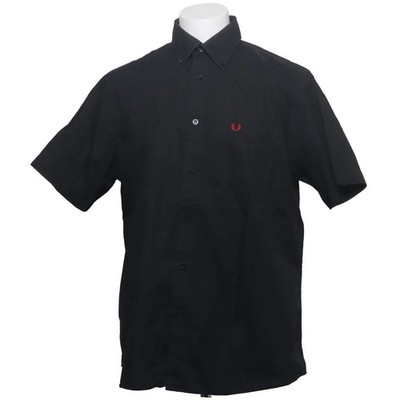 Fred Perry, Kurzarmhemd, Größe: L, Schwarz, Baumwolle, Einfarbig, Herren #c2x
