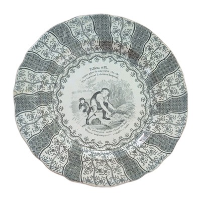 Scarce 1830s Black Transfer Progress of Quartern Loaf c ~ Lorette Plate 9 1/4''