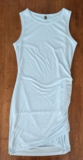 Women’s BTFBM Lt Blue Ruched Side Sleeveless Bodycon Mini Shirt Dress Sz Small