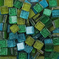 Mixed Color Mosaic Glass Tiles Shine Crystal Glass Pieces Bulk Square Glitter...