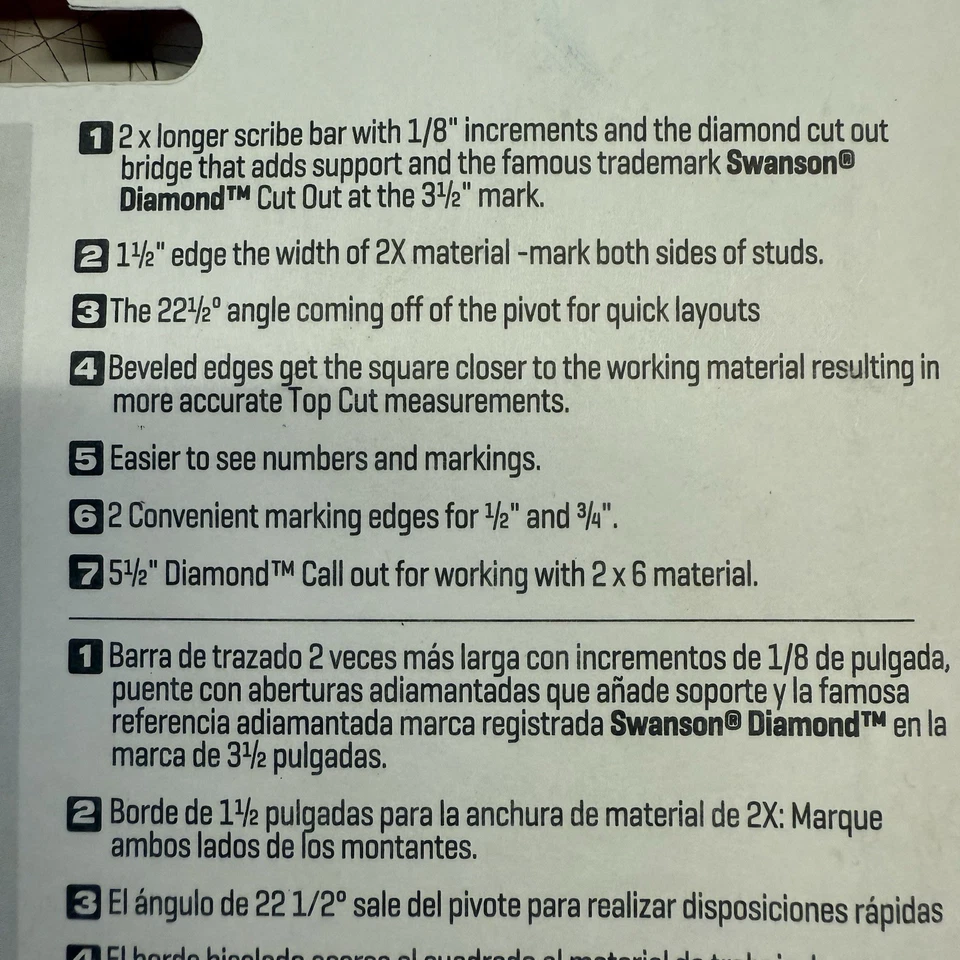 Speed Square Layout Tool with Blue Book and Combination Square Swanson S0100-A-C - Image 4 of 4