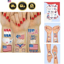 Fourth of July Decorations Temporary Tattoos - 30 styles  America, Red White...