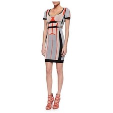 Abito fasciato Herve Leger Gabi arancione nero