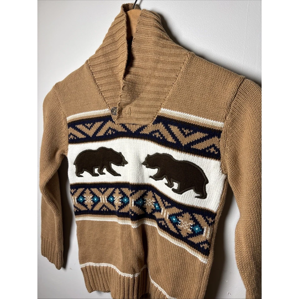 Suéter Gymboree Niños Oso S 5 6 Marrón Tostado Manga Larga Invierno Tejido Mezcla de Algodón Foto 2 de 4
