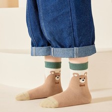 5 Pairs Boys Girls Cartoon Bear Pattern Socks Children Autumn Winter Soft Combed