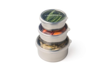 Stainless Steel Nesting Trio Food Containers with Silicone Lids, Leak Proof &...