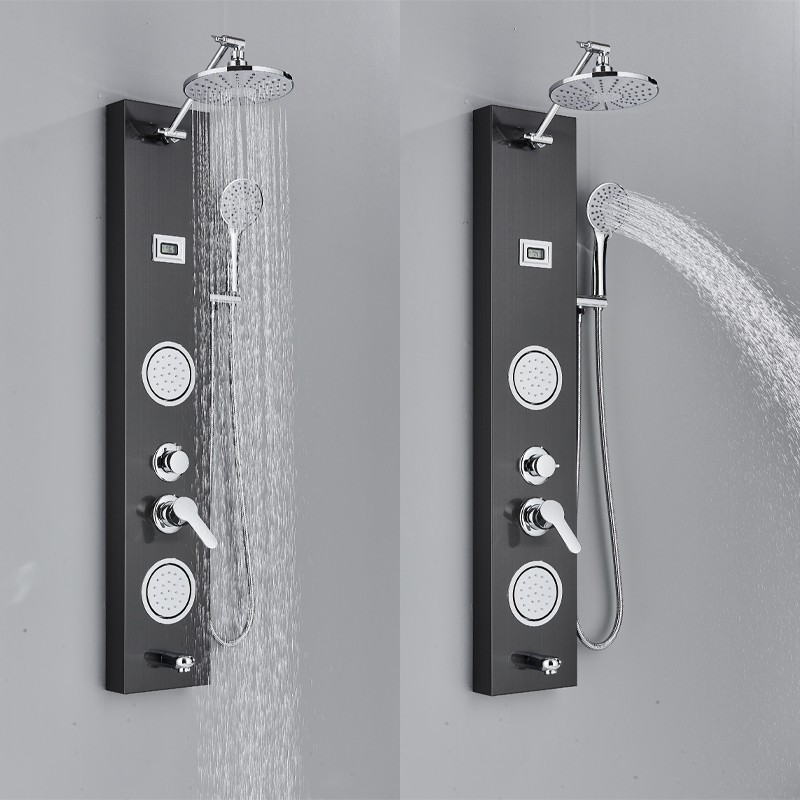 Adjustable Shower Panel Tower System Set Rain Massage Body Jet Stainless Steel