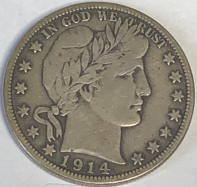 1914 S BARBER HALF DOLLAR "VF+"🛑🛑SPECTACULAR PATINA/ HIGH POINTS-VF/ 992k💥✅