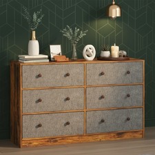Wooden Chest of 6 Drawers Bedroom Furniture Storage Bedside Table Modern Cabinet