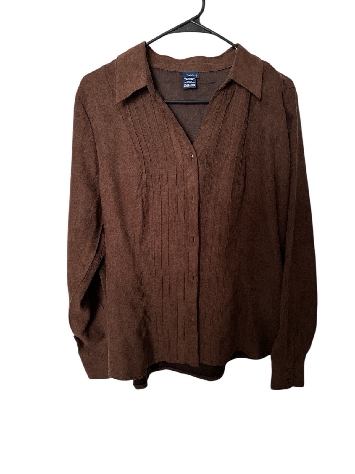 Basic Editions Brown Polyester Pleated Button Fro… - image 6