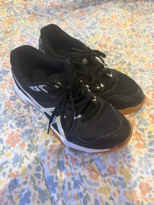 ASICS GEL-ROCKET Black/White Lace-Up Indoor Court Shoes US 8  Medium