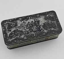 Rare Vtg Floral Angels Silver Tone Tin Box By Daher Made in England [1950-1980]