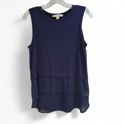 Michael Kors Navy Knit & Chiffon Tank Top Women's Size Small Business Casual
