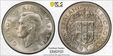 New Zealand, 1937 George VI Half Crown. PCGS MS 64
