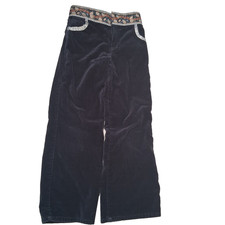 Vintage Y2K Mary Kate And Ashley Olson Velvet Pants Girls 6X Blue Floral Trim