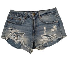 American Eagle Cut-Off Jean Shorts Hi-Rise Festival Light Wash Women's Size 6