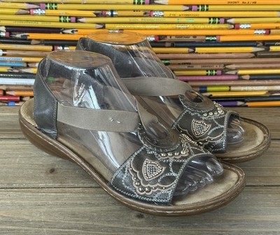 Rieker Studded Sandals Silver Comfort Open Toe Flat Women's 9 / 40