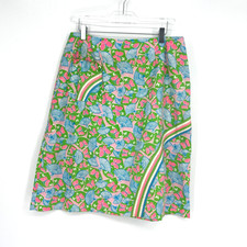 Vtg Lilly Pulitzer Skirt Womens 16 Butterfly Fans 70s Rainbow Classic Retro