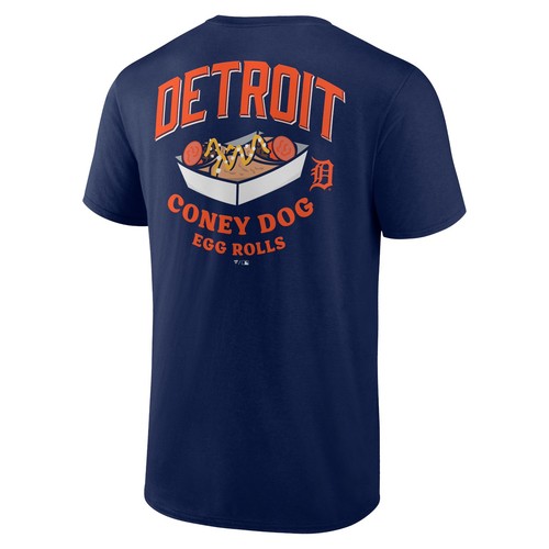 Men's Navy Detroit Tigers Coney Dog Egg Rolls T-Shirt - 第 3/3 張圖片