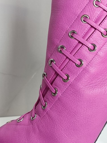 Giuseppe Zanotti Pink Leather Ankle Boots Pointed Toe Stiletto Heel 38,5 cm - Foto 22 di 24