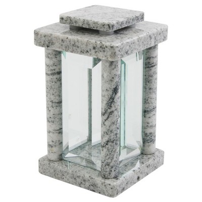 Grab-Artikel aus Granit Viscont White Grab-Schmuck Friedhof Vase Lampe Weiss