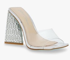 Blue by Betsey Johnson Women's Sb-Koda Heeled Sandal - Clear/Silver - US 8