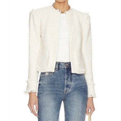 Cinq à Sept Women's Ivory Keegan Fray Tweed Jacket Size 4