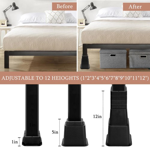 28 PCS Adjustable Bed Risers 12 Inch Heavy Duty Furniture Risers Elevation in... - Picture 3 of 7