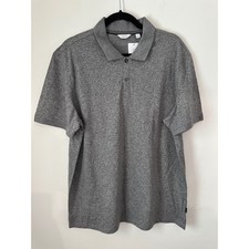 Calvin Klein Mens Liquid Touch Polo Shirt Grey Marl Cotton Short Sleeve L NEW