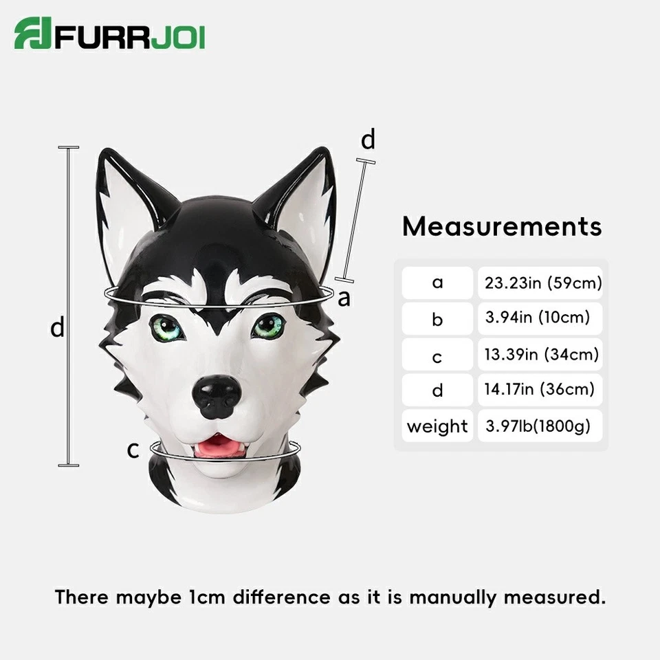 FURRJOI Silicone  BDSM Husky Hood Dog Mask Headgear For Halloween Puppy Love  - Image 3 of 4
