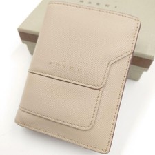 Marni Women Wallet Bifold Saffiano Leather Beige Limited Edition VHTF Sophistica